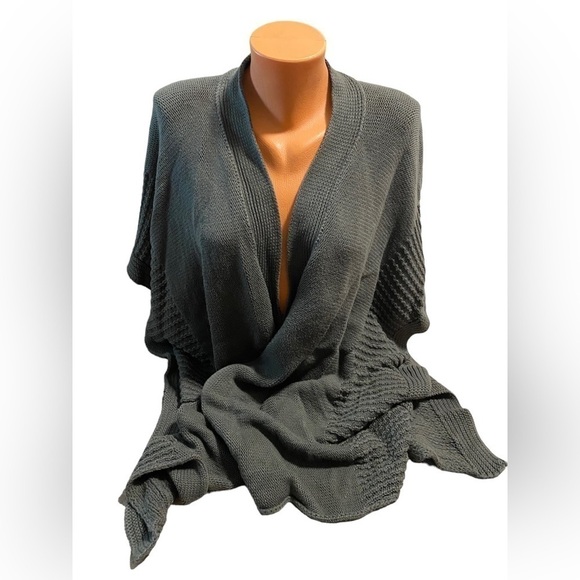 Zestt Women's Organic Cotton Gray Knit Sweater Button Side Cardigan One Size - Picture 2 of 13